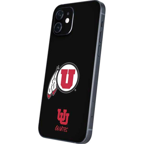 Utah Circle and Feather on Black iPhone 12 Skin