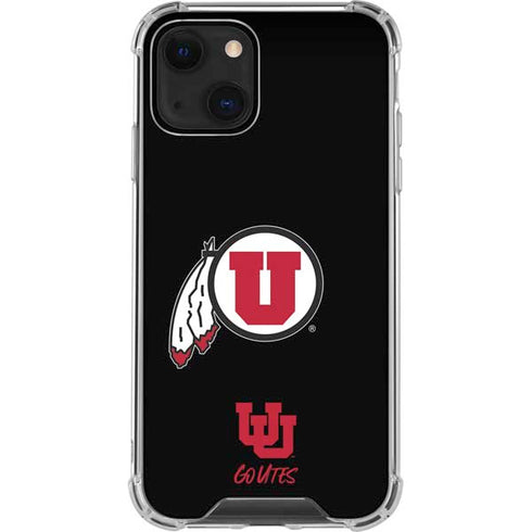 Utah Circle and Feather on Black iPhone 13 Clear Case