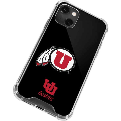Utah Circle and Feather on Black iPhone 13 Mini Clear Case