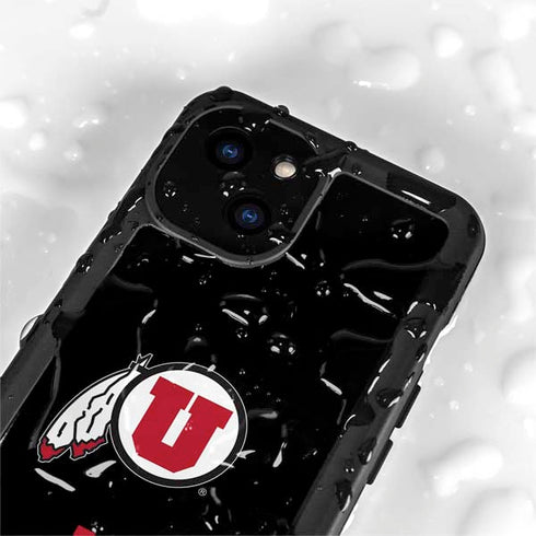 Utah Circle and Feather on Black iPhone 13 Mini Waterproof Case