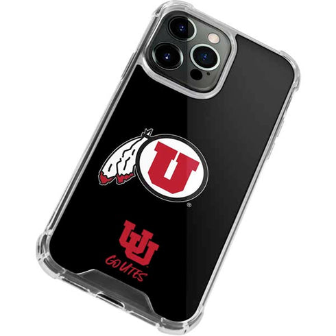 Utah Circle and Feather on Black iPhone 13 Pro Clear Case