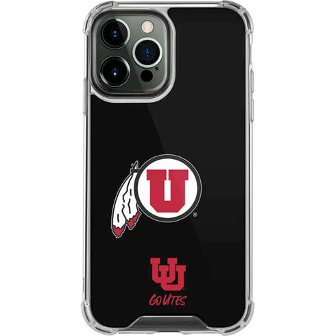 Utah Circle and Feather on Black iPhone 13 Pro Max Clear Case