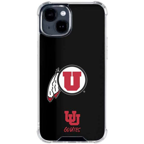 Utah Circle and Feather on Black iPhone 14 Clear Case