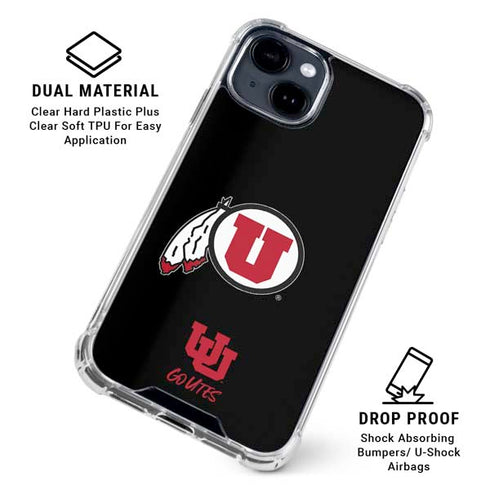 Utah Circle and Feather on Black iPhone 14 Plus Clear Case