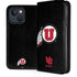 University of Utah Circle and Feather on Black iPhone 14 Plus Folio Case