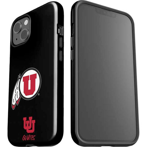 Utah Circle and Feather on Black iPhone 14 Plus Impact Case