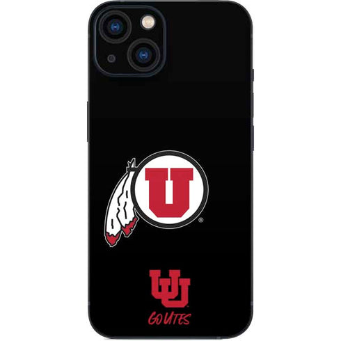 Utah Circle and Feather on Black iPhone 14 Plus Skin