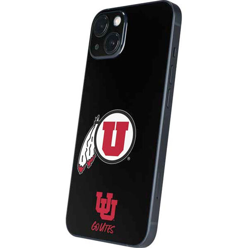 Utah Circle and Feather on Black iPhone 14 Plus Skin