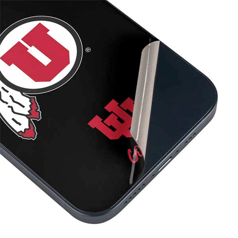 Utah Circle and Feather on Black iPhone 14 Plus Skin