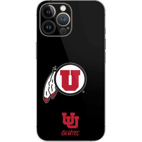 Utah Circle and Feather on Black iPhone 14 Pro Max Skin