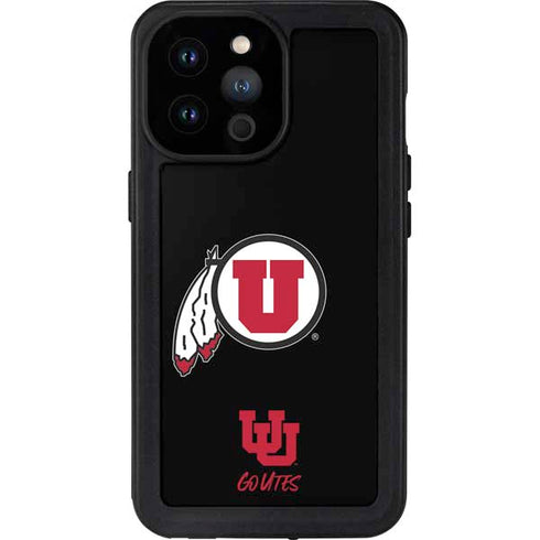 Utah Circle and Feather on Black iPhone 14 Pro Max Waterproof Case