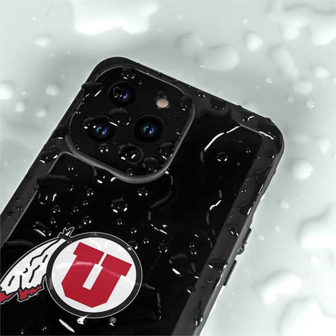 Utah Circle and Feather on Black iPhone 14 Pro Max Waterproof Case