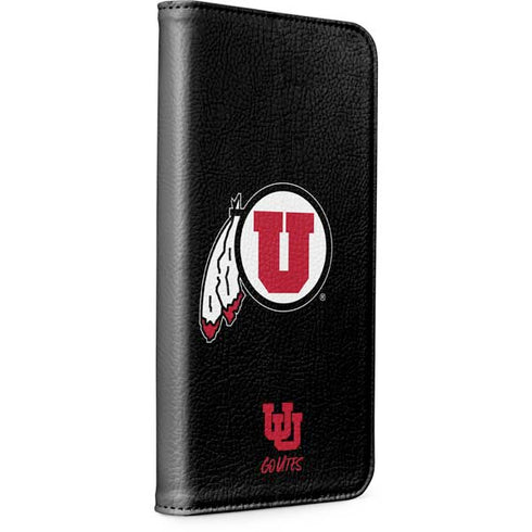 University of Utah Circle and Feather on Black iPhone 15 Folio Case