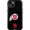 University of Utah Circle and Feather on Black iPhone 15 Impact Case