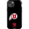 University of Utah Circle and Feather on Black iPhone 15 Plus Impact Case
