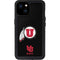 University of Utah Circle and Feather on Black iPhone 15 Plus Waterproof Case