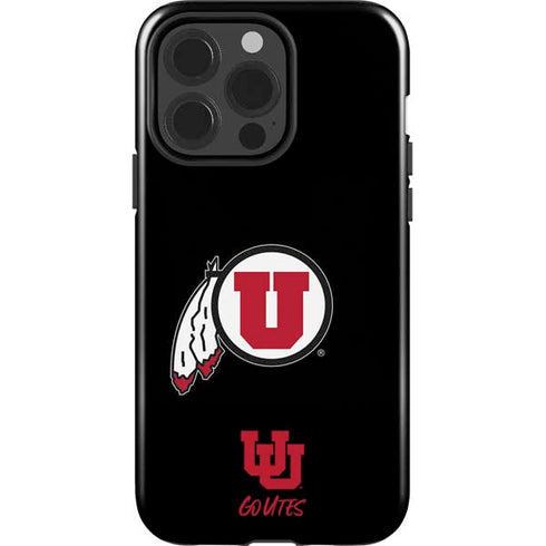 University of Utah Circle and Feather on Black iPhone 15 Pro Impact Case