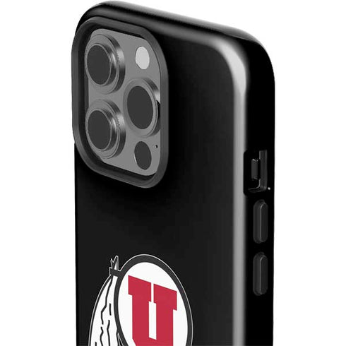 University of Utah Circle and Feather on Black iPhone 15 Pro Impact Case