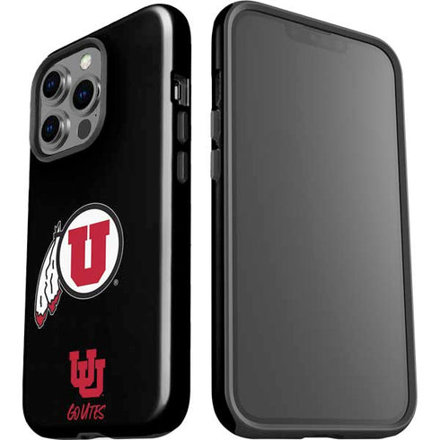 University of Utah Circle and Feather on Black iPhone 15 Pro Impact Case