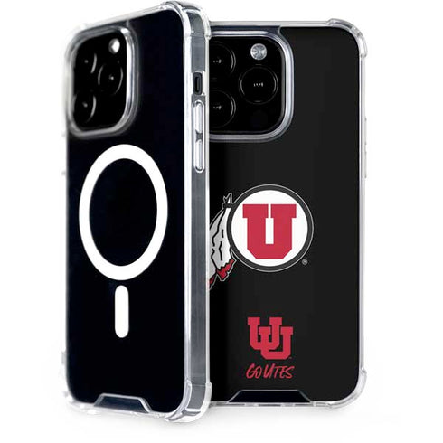 University of Utah Circle and Feather on Black iPhone 15 Pro MagSafe Case