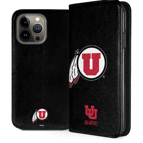 University of Utah Circle and Feather on Black iPhone 15 Pro Max Folio Case