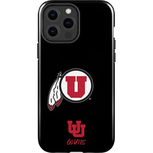 University of Utah Circle and Feather on Black iPhone 15 Pro Max Impact Case
