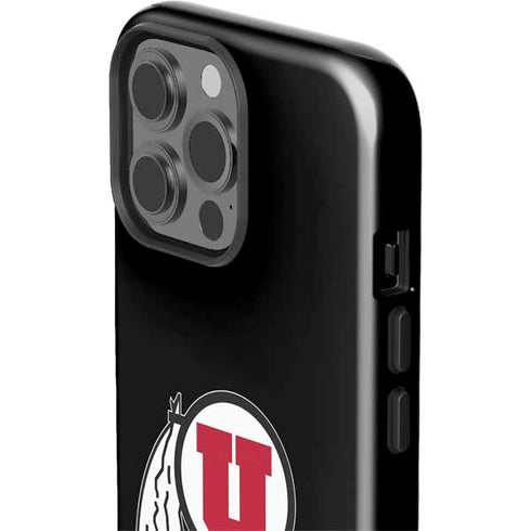 University of Utah Circle and Feather on Black iPhone 15 Pro Max Impact Case
