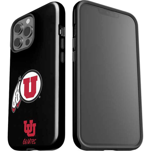 University of Utah Circle and Feather on Black iPhone 15 Pro Max Impact Case