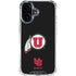University of Utah Circle and Feather on Black iPhone 16 Plus Clear Case