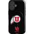 University of Utah Circle and Feather on Black iPhone 16 Plus Magsafe Impact Case