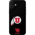 University of Utah Circle and Feather on Black iPhone 16 Plus Skin