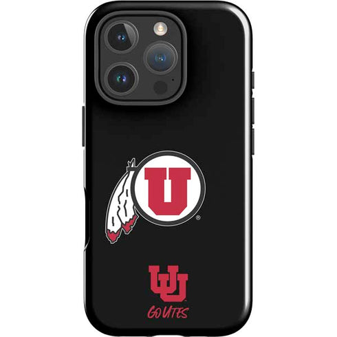 University of Utah Circle and Feather on Black iPhone 16 Pro Impact Case