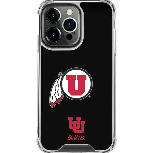 University of Utah Circle and Feather on Black iPhone 16 Pro Max Clear Case