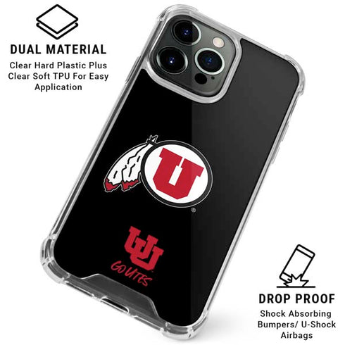 University of Utah Circle and Feather on Black iPhone 16 Pro Max Clear Case