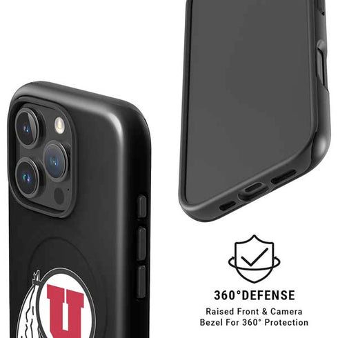 University of Utah Circle and Feather on Black iPhone 16 Pro Max Magsafe Impact Case