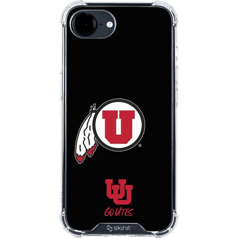 University of Utah Circle and Feather on Black iPhone 16e Clear Case