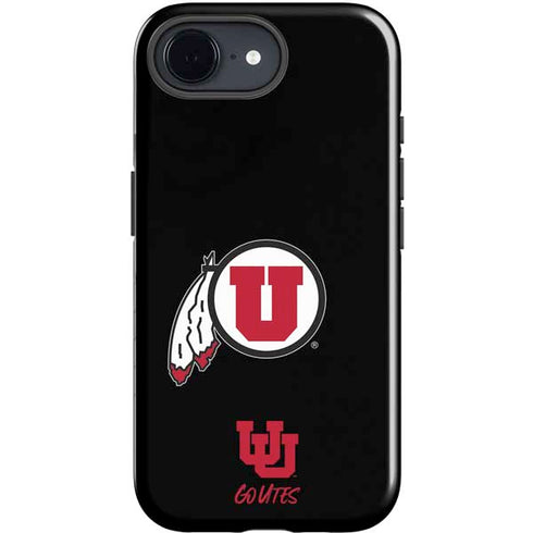 University of Utah Circle and Feather on Black iPhone 16e Impact Case