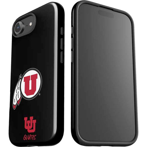 University of Utah Circle and Feather on Black iPhone 16e Impact Case