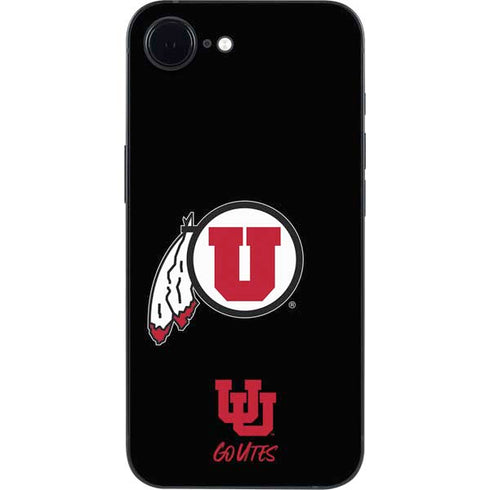 University of Utah Circle and Feather on Black iPhone 16e Skin