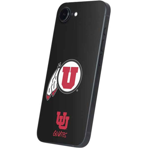 University of Utah Circle and Feather on Black iPhone 16e Skin