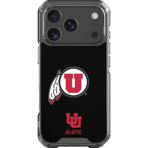 University of Utah Circle and Feather on Black iPhone 18 Pro Clear Case