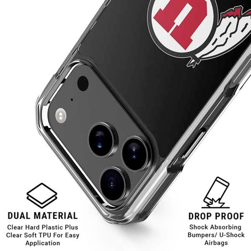 University of Utah Circle and Feather on Black iPhone 18 Pro Clear Case