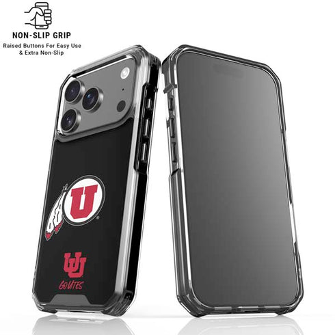 University of Utah Circle and Feather on Black iPhone 18 Pro Clear Case