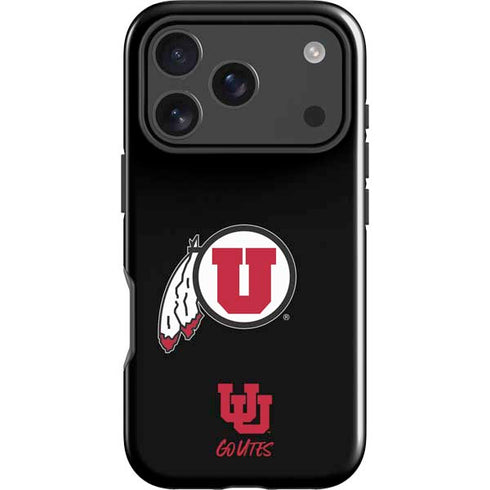 University of Utah Circle and Feather on Black iPhone 18 Pro Impact Case