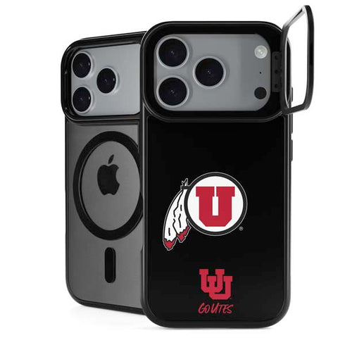 University of Utah Circle and Feather on Black iPhone 18 Pro Kickstand Case
