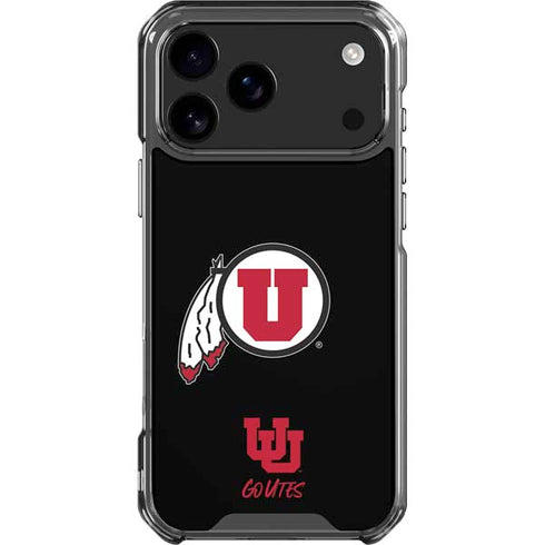 University of Utah Circle and Feather on Black iPhone 18 Pro Max Clear Case