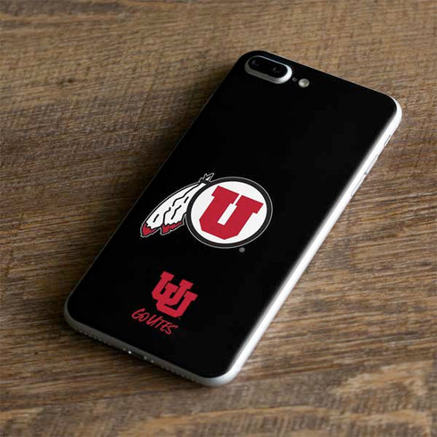 Utah Circle and Feather on Black iPhone 8 Plus Skin