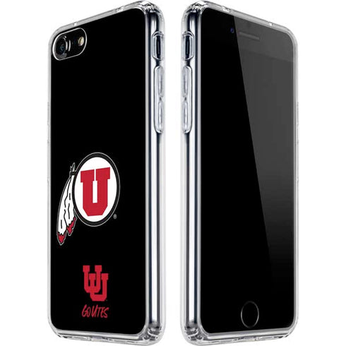 Utah Circle and Feather on Black iPhone SE (2nd & 3rd Gen) Clear Case