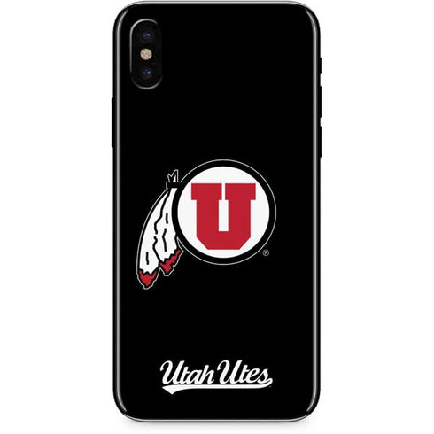 Utah Circle and Feather on Black iPhone X Skin