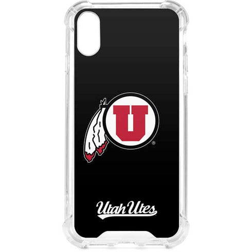 University of Utah Circle and Feather on Black iPhone XS Clear Case